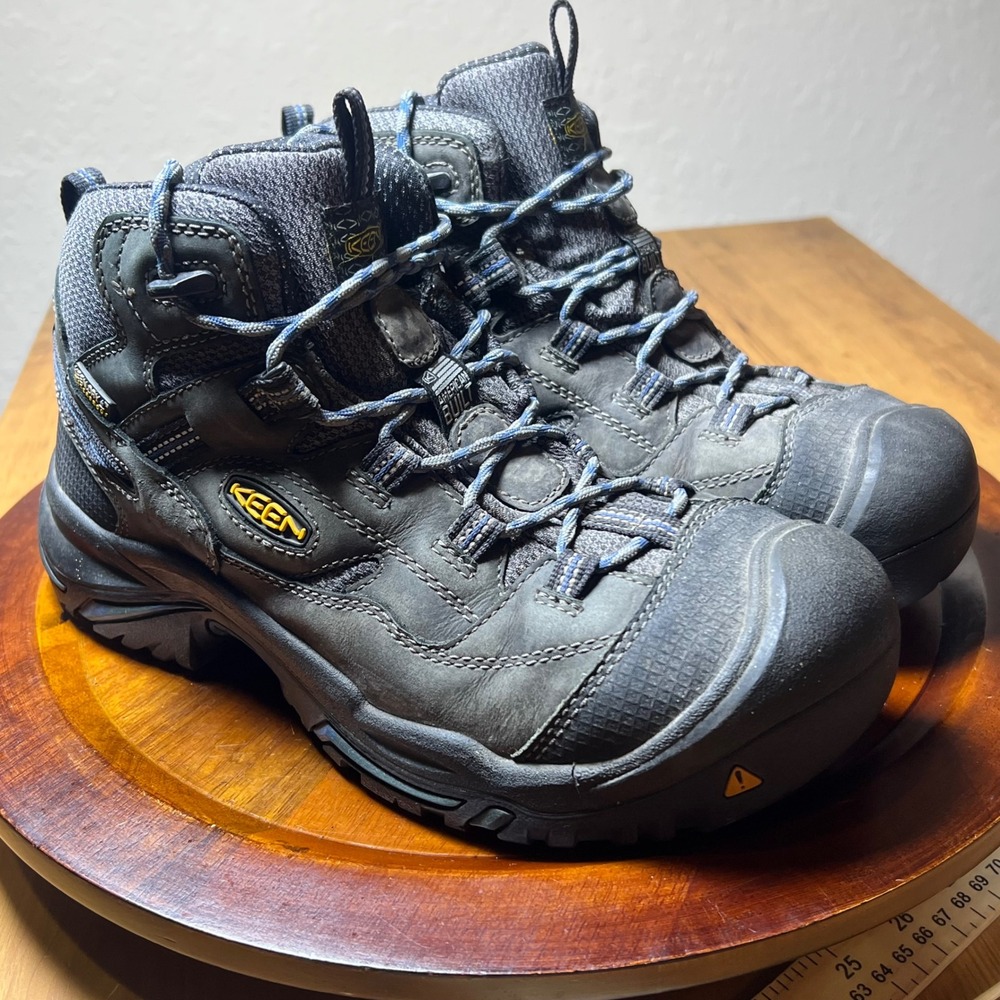 Keen Braddock Mid Work Boots Mens Steel Toe Waterproof 1014605D 9D Grey Blue